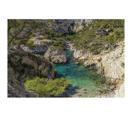 Tableau Sur Toile Calanque Vue Du Haut 30x45 Cm