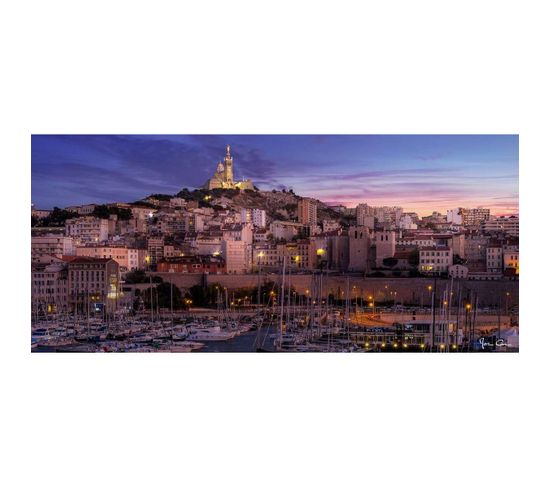 Tableau Sur Verre Synthétique Vue Sur Notre-dame De Marseille 65x145 Cm