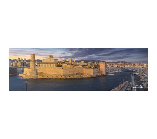 Tableau Sur Toile Panorama Vieux Port De Marseille 30x97 Cm