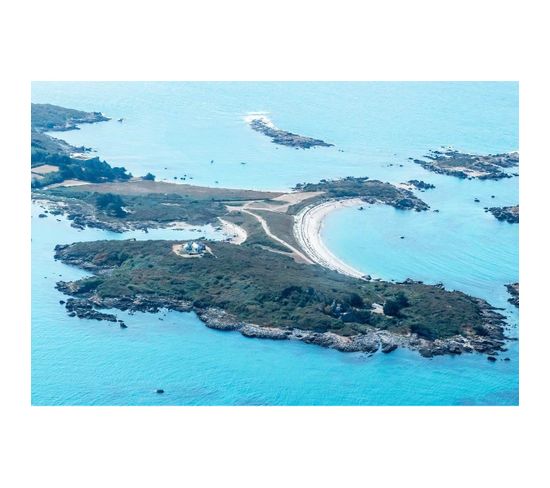 Tableau Sur Toile Vue Aérienne Île De Chausey 65x97 Cm