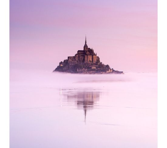 Tableau Sur Toile Mont-saint-michel Rosé 65x65 Cm