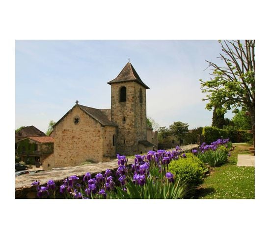 Tableau Sur Verre Synthétique Capdenac Village 65x97 Cm