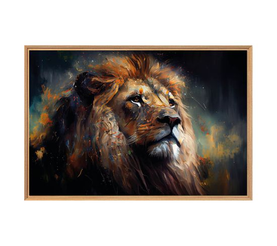 Tableau Mural Encadré Lion 65x97 Cm