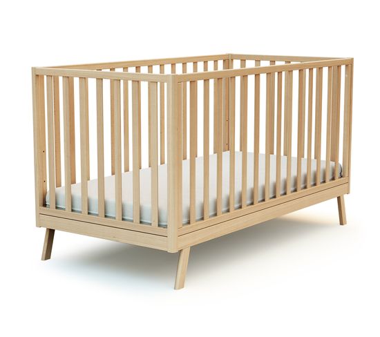 Lit Bébé Évolutif En Bois Confort Hêtre Verni 70 X 140 Cm