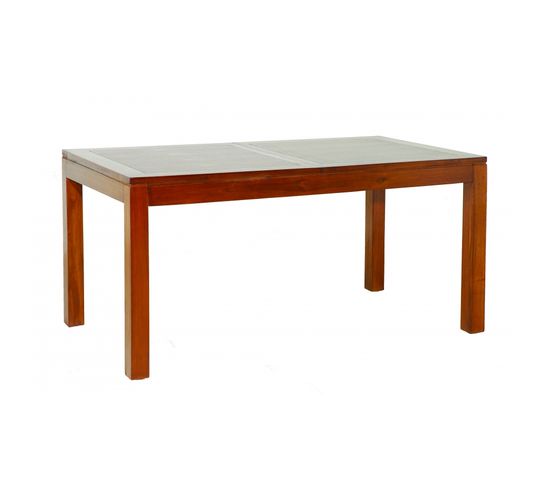 Eden - Table à Manger Rectangulaire Marron Rallonge 160/200cm Bois Mindi