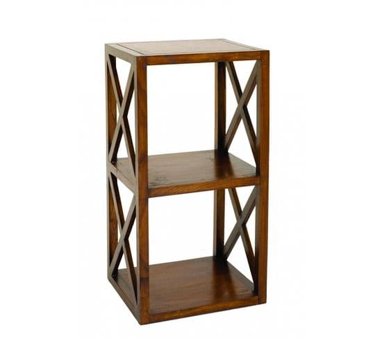 Eden - Étagère Marron 2 Cases 40 Cm Croisillons Bois Mindi