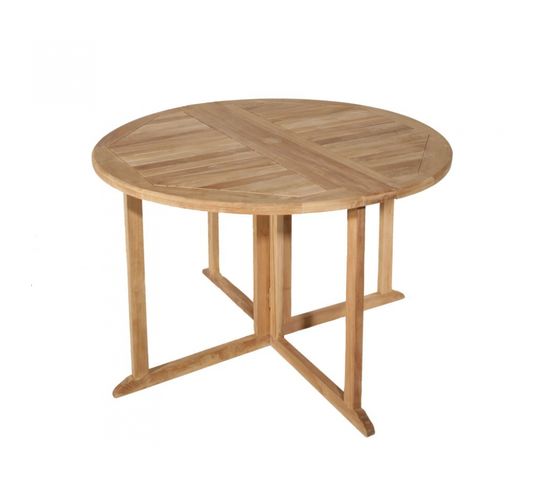 Harris - Table De Jardin Ronde 4/5 Personnes - à Rabats Papillon En Bois Teck