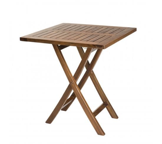 Hanna - Table De Jardin 2 Personnes - Carrée Pliante 70x70cm En Bois Teck Huilé