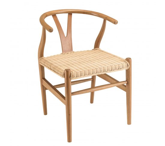 Will - Chaise En Bois De Mahogany, Dossier Arrondi Et Assise En Rotin