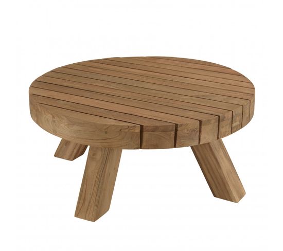 Kally - Table Basse Jardin Ronde 80x80m Teck Recyclé Couleur Naturelle