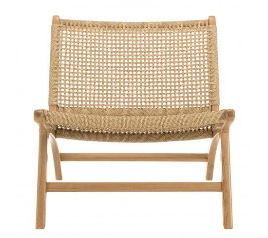 Valeria - Lot De 2 Fauteuils Lounge De Jardin Teck Rotin Synthétique Beige