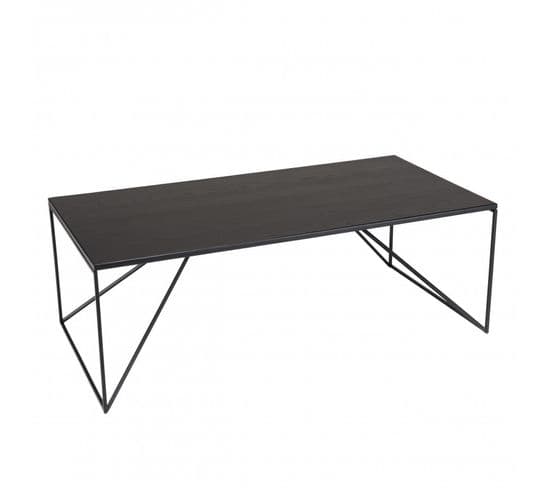 Daly - Table Basse Rectangulaire Noire 120x60cm Piètement Métal