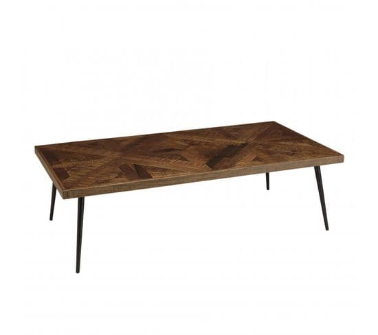 Kiara - Table Basse Rect. 135x70cm Bois Recyclé Pieds Métal