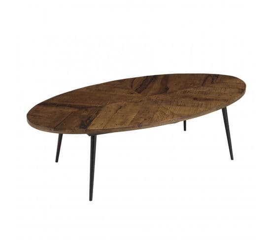 Kiara - Table Basse Ovale 135x70cm Plateau Chevrons