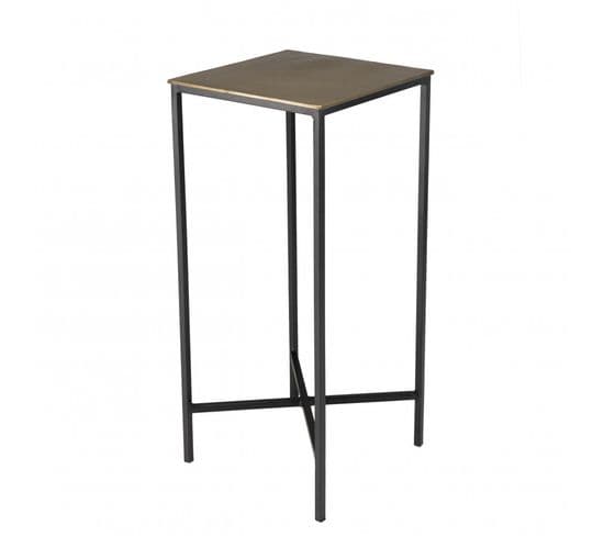 Jonas - Table D'appoint Carrée Aluminium Doré Et Noir Pieds Métal