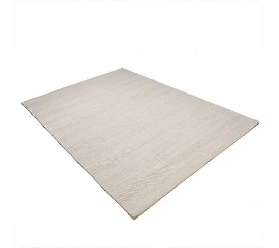 Charles - Tapis Rectangulaire 160x230cm Laine Texturée Nuances De Beige