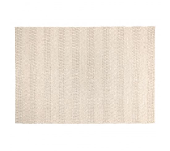 Quentin - Tapis Rectangulaire 200x290cm En Laine Tissée Couleur Lin