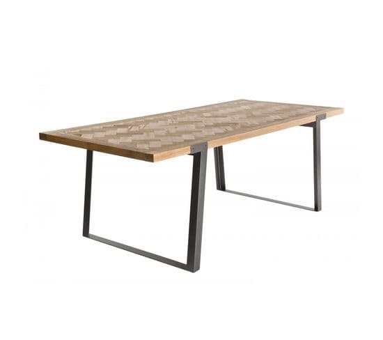 Clemence - Table À Manger 220x100cm Bois Et Métal