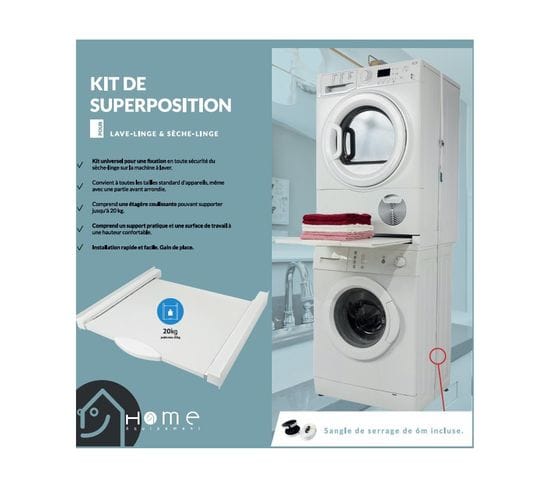 Kit de superposition Kit de superposition avec tiroir - 80150 - Blanc HOME  EQUIPEMENT