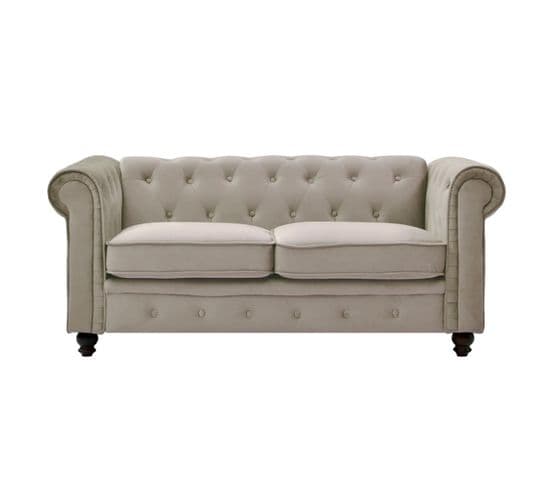 Canapé 2 Places Velours "chesterfield" 157cm Taupe