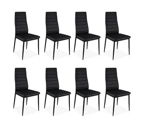 Lot De 8 Chaises Design "kaïus" 95cm Noir