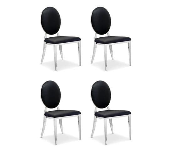 Lot De 4 Chaises Médaillon "tatianna" 90cm Noir