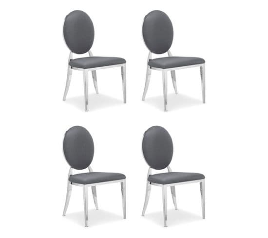 Lot De 4 Chaises Médaillon "tatianna" 90cm Gris