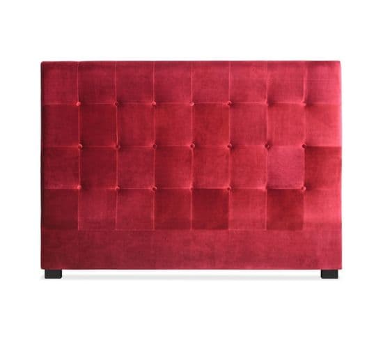 Tête De Lit Capitonnée En Velours "amor" 160cm Rouge