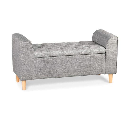 Banquette Coffre En Tissu "pooh" 114cm Gris Foncé