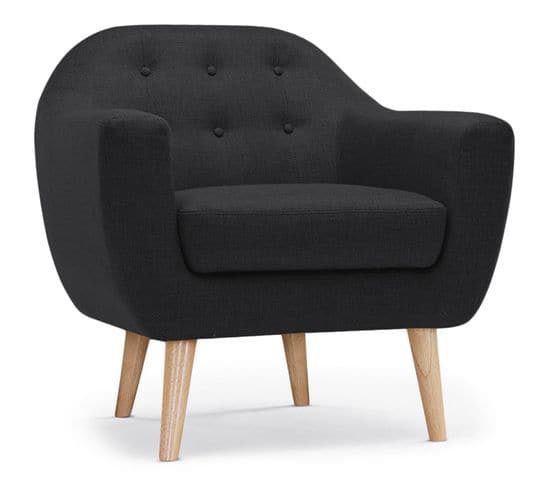 Fauteuil Scandinave Tissu "lopy" 78cm Noir