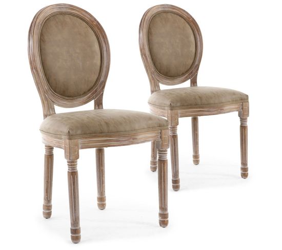 Lot De 2 Chaises Médaillon "quing" Taupe