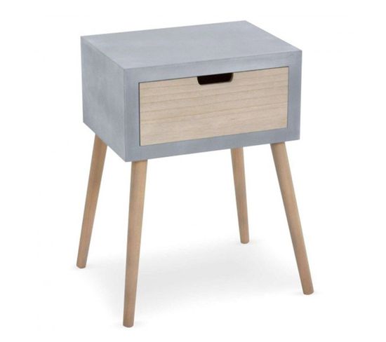 Table De Chevet Scandinave 1 Tiroir "kim" 60cm Gris