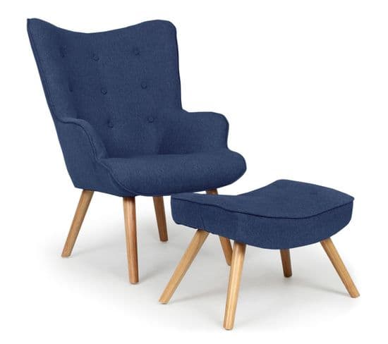 Fauteuil et Pouf Scandinave "orle" 98cm Bleu