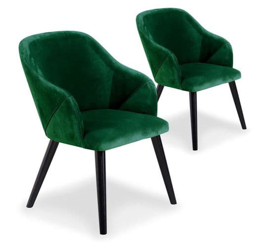 Lot De 2 Fauteuils En Velours "yugnat" 85cm Vert