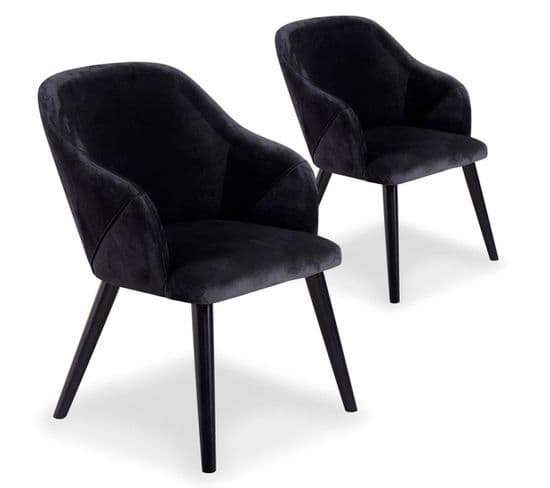 Lot De 2 Fauteuils En Velours "yugnat" 85cm Noir