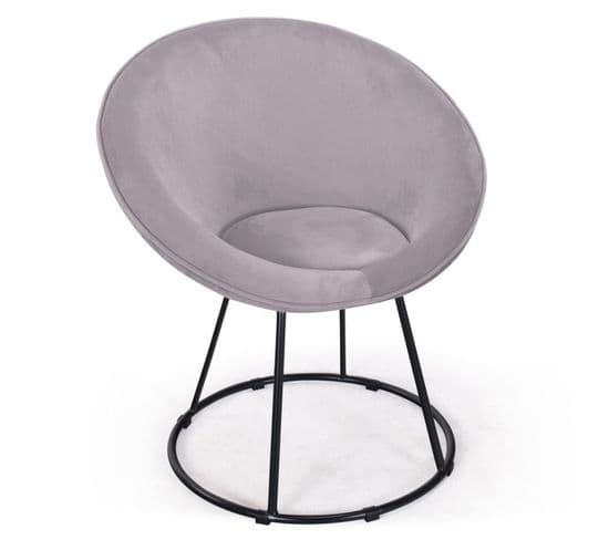 Fauteuil Design En Velours "baoli" 75cm Gris