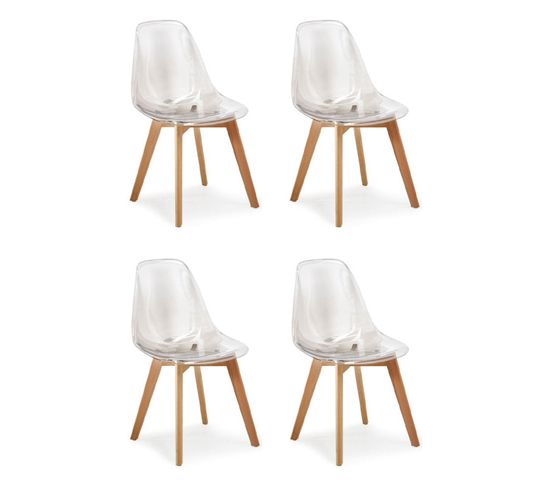 Lot De 4 Chaises Design "vik" 80cm Transparent