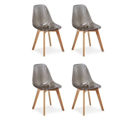 Lot De 4 Chaises Design "vik" 80cm Transparent Fumé