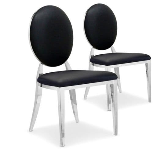 Lot De 2 Chaises Médaillon Simili "tatianna" 90cm Noir