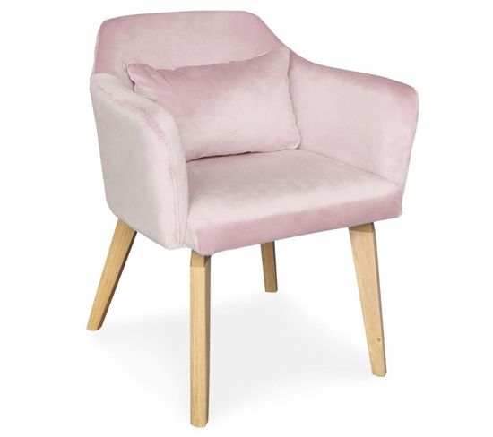 Chaise À Accoudoir Scandinave En Velours Rose Gibbs