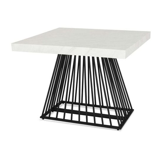 Table Extensible Effet Marbre "build" 90-240cm Blanc