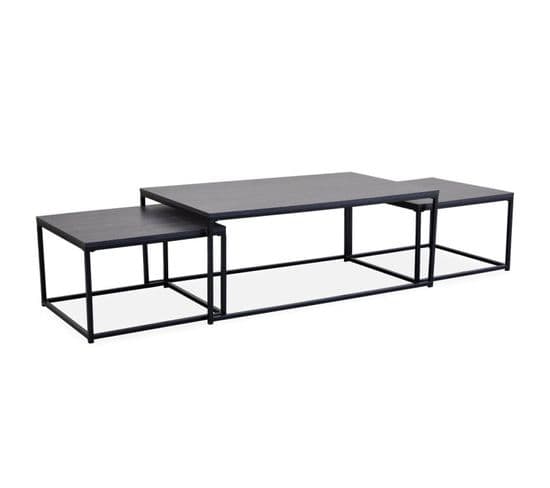 Lot De 3 Tables Basses Gigognes "féline" 120cm Gris Anthracite