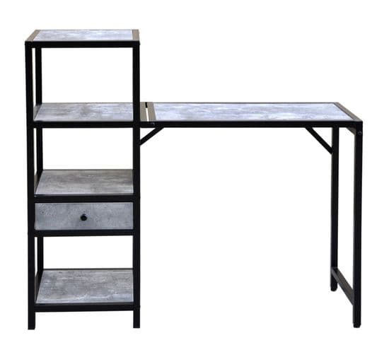 Etagère 4 Niveaux et Bureau "eleonor" 120cm Gris