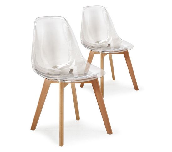 Lot De 2 Chaises Scandinaves "vik" 80cm Transparent