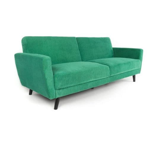 Canapé Convertible En Velours "garry" 220cm Vert