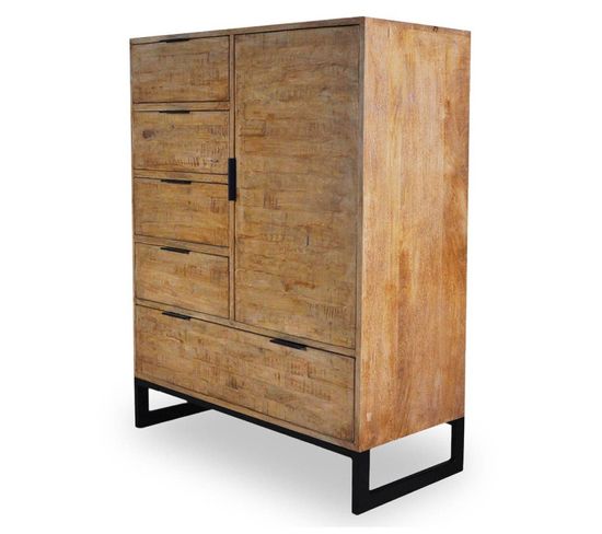 Buffet 4 Tiroirs et 1 Porte "bolta" 112cm Naturel