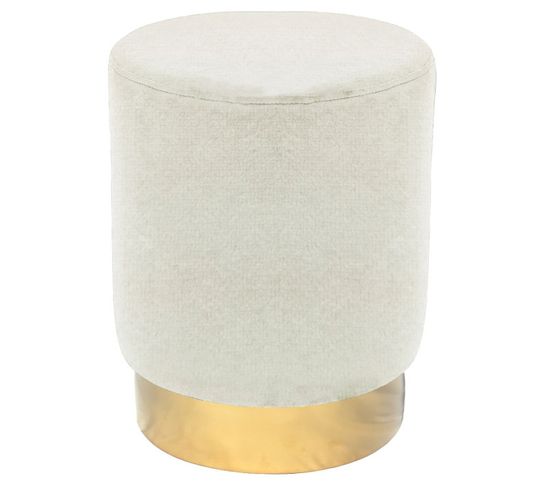 Tabouret Design En Velours "nona" 42cm Beige