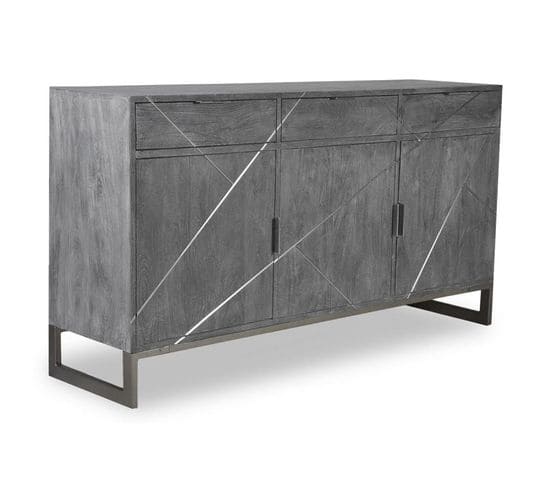 Buffet 3 Portes et 3 Tiroirs Bois "paso" 150cm Gris