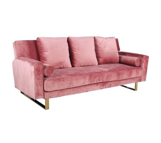 Canapé Convertible Velours "albine" 210 cm Rose