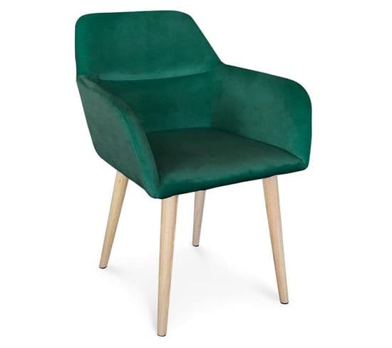 Fauteuil Scandinave Velours "mogal" 82cm Vert